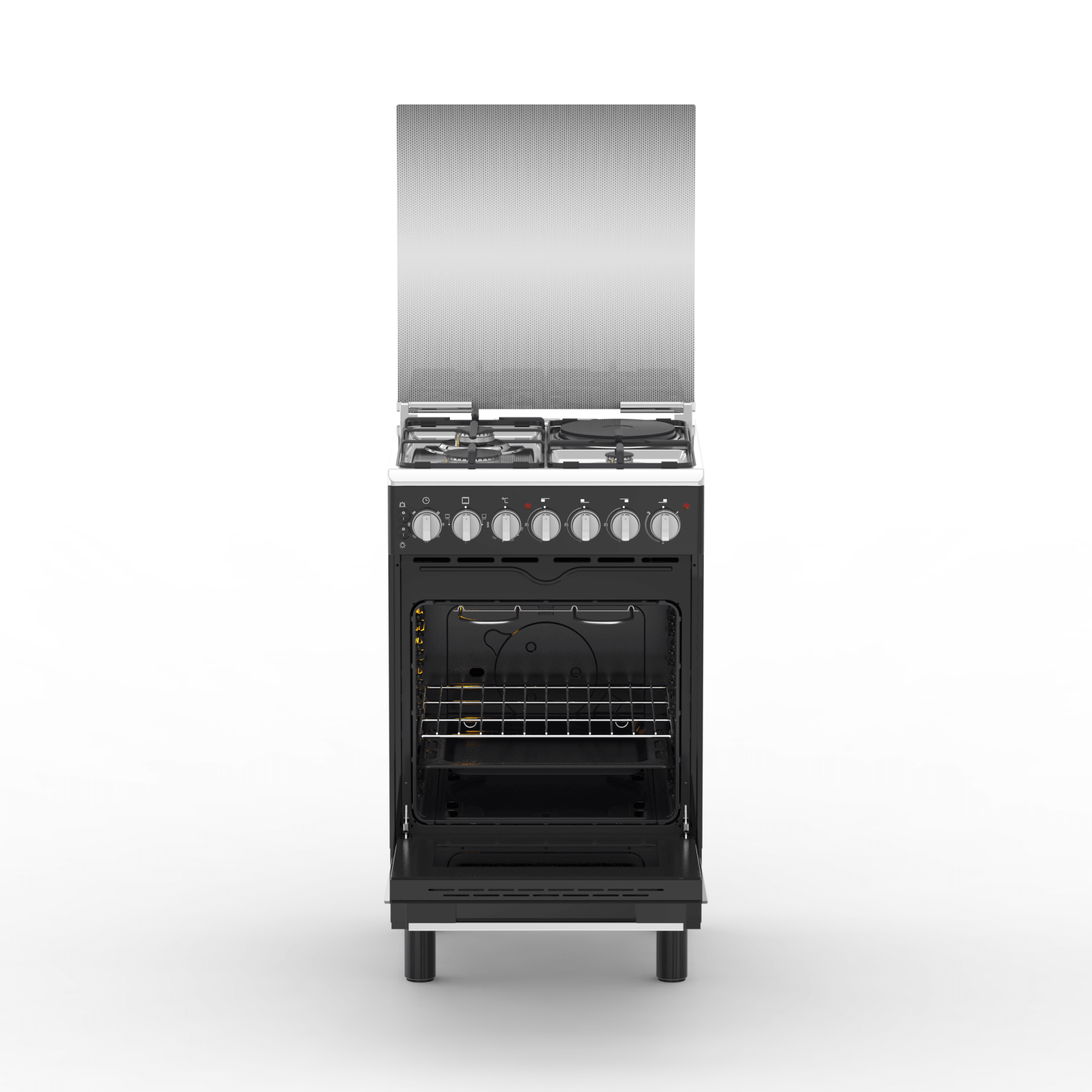 Haier 60x60 Gas Cooker with Electric Oven, Matte Black, model HRE6313CDRMB