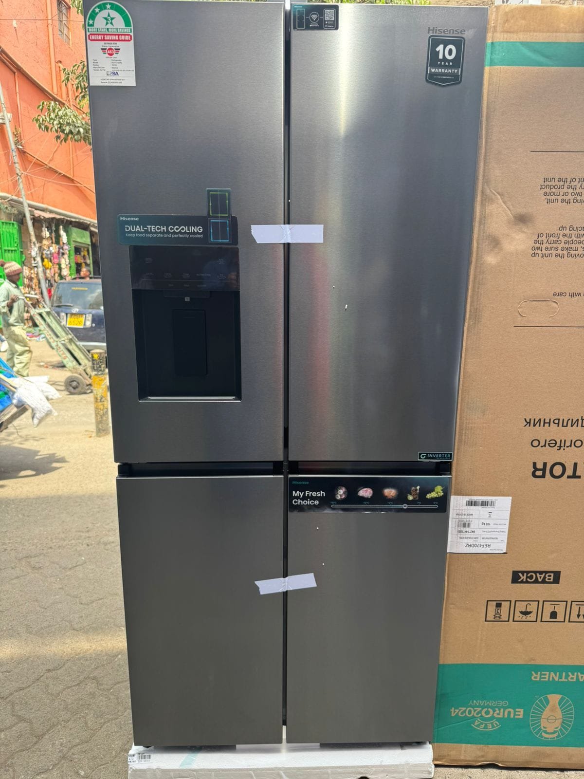 Hisense  470L 4 Door Fridge with Ice Maker REF470DRZ, model REF470DRZ, on display at BrianHub Electronics