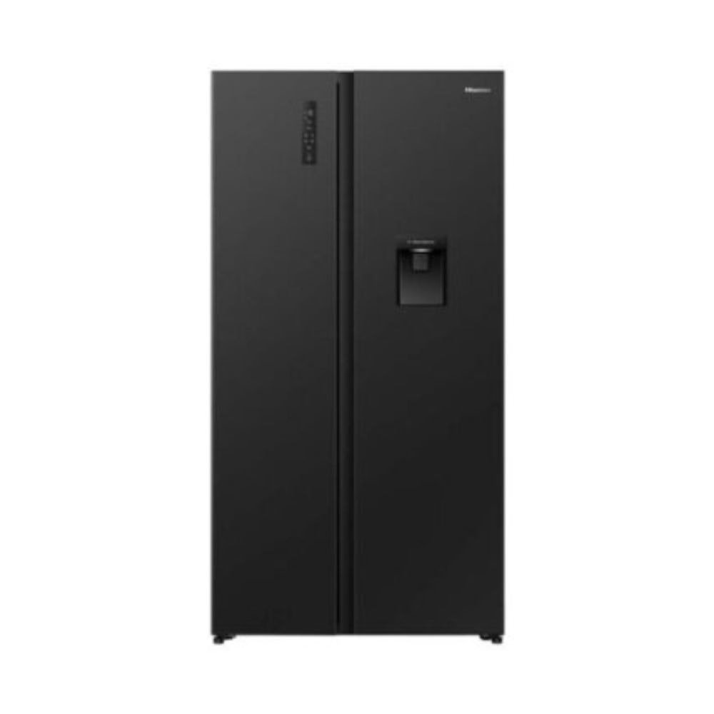 Hisense 541L Side by Side Fridge: Sleek Black Glass Cooling -REF558DR-BG, model REF558DR, on display at BrianHub Electronics