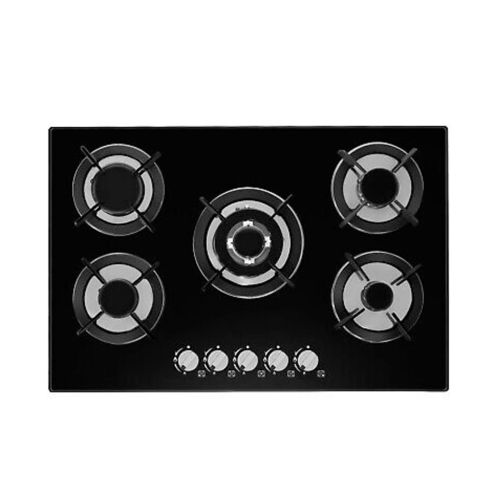 Hisense 75CM 5-Burner Gas Hob HGH751BG01, model HGH751BG01, on display at BrianHub Electronics