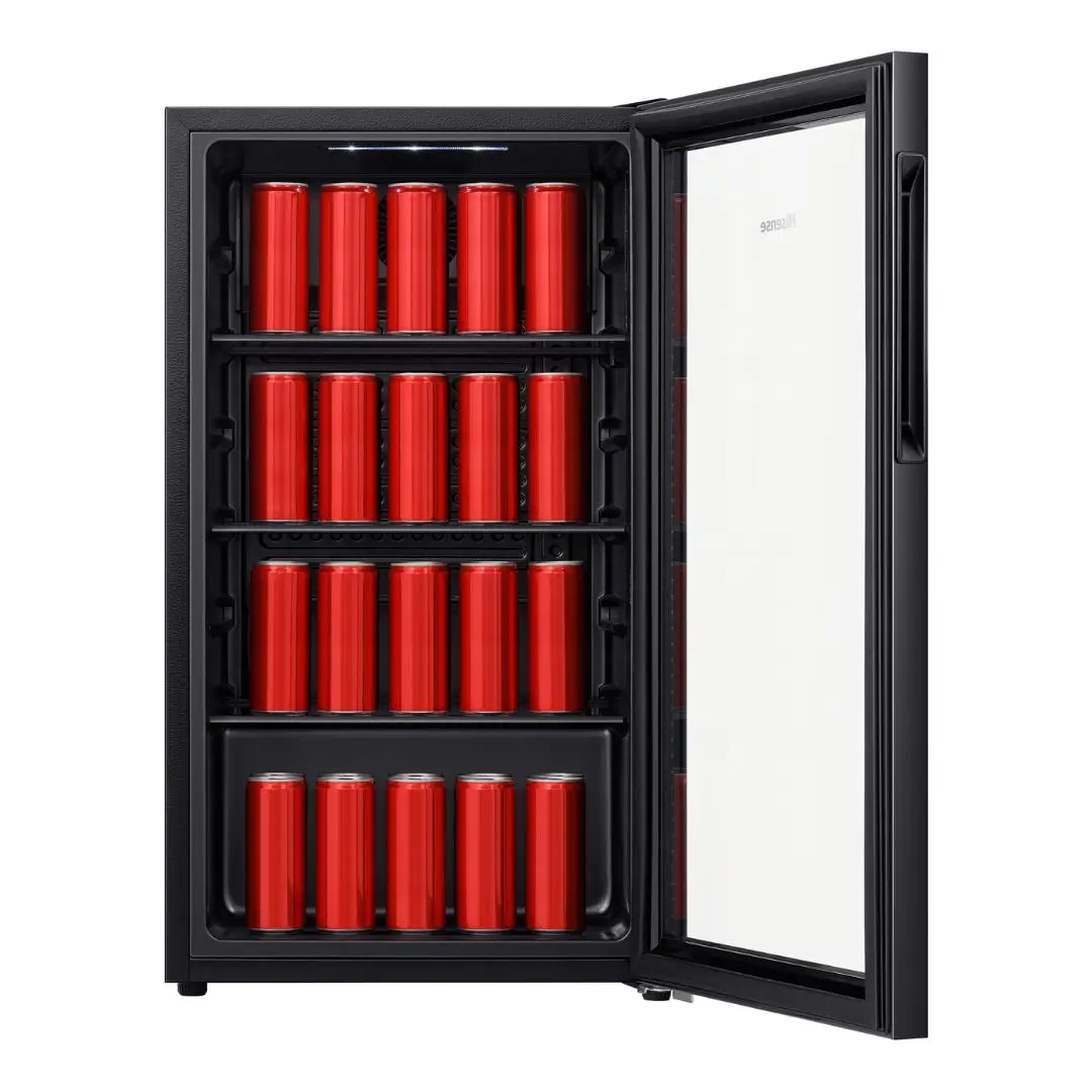 Hisense JC91DR 91L Glass Door Beverage Cooler Chiller 80W, model JC91DR, on display at BrianHub Electronics